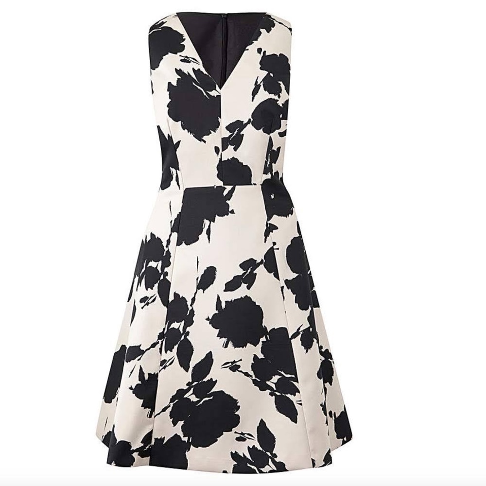 Sleeveless Black & White Floral Fit-and-Flare Dress